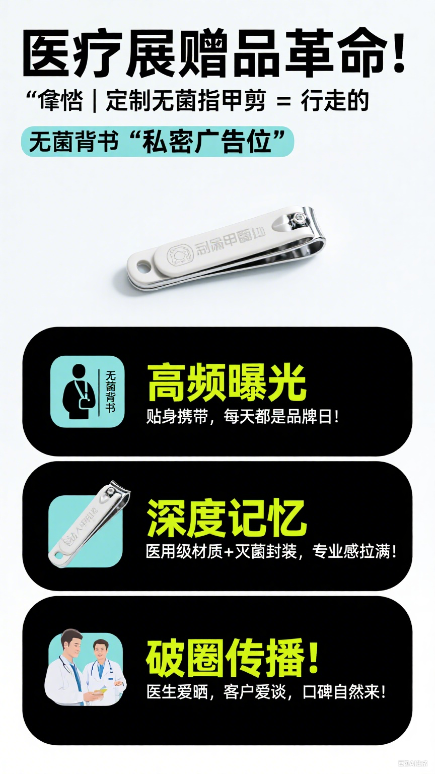 医疗展破局指南：如何让指甲剪成为移动的无菌展示礼品定制广告位