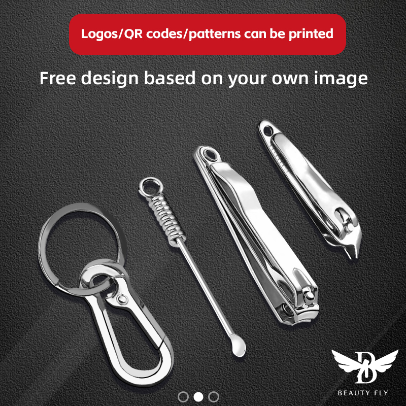 Keychain nail clipper ear spoon three-in-one ear spoon multifunctional nail clipper Keychain custom keychain