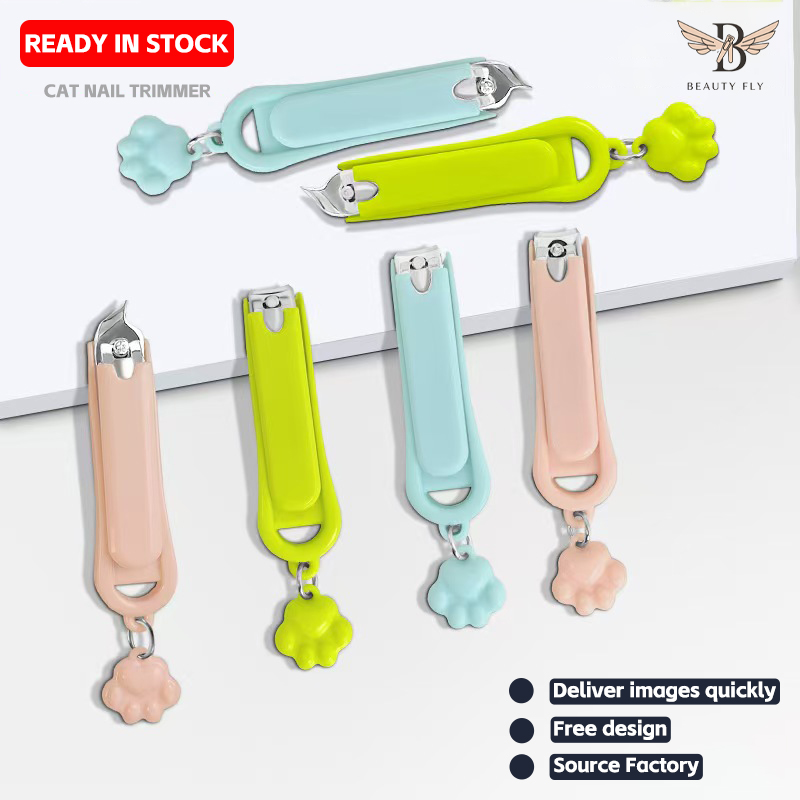 Cute Cat Paw Nail Clipper, Cartoon Animal Macaron-Colored Nail Cutter with Anti-Splash Design, Portable Nail Nipper, Manicure Tool