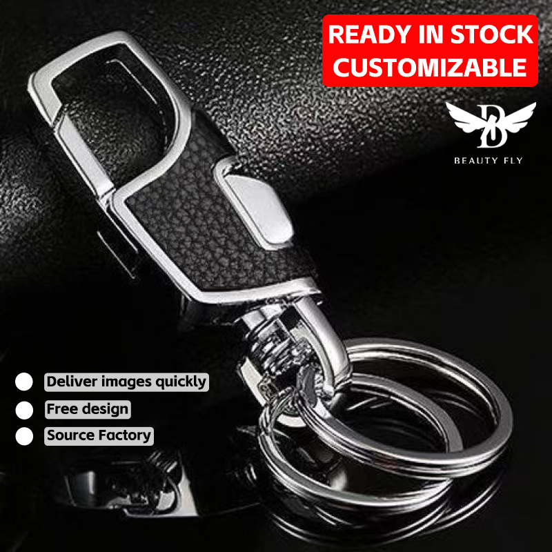 Light Luxury Leather Keychain, Men's Waist-Hanging Buckle, Creative Metal One-Press Unlock Key Holder, Home & Car Key Anti-Loss Accessory
