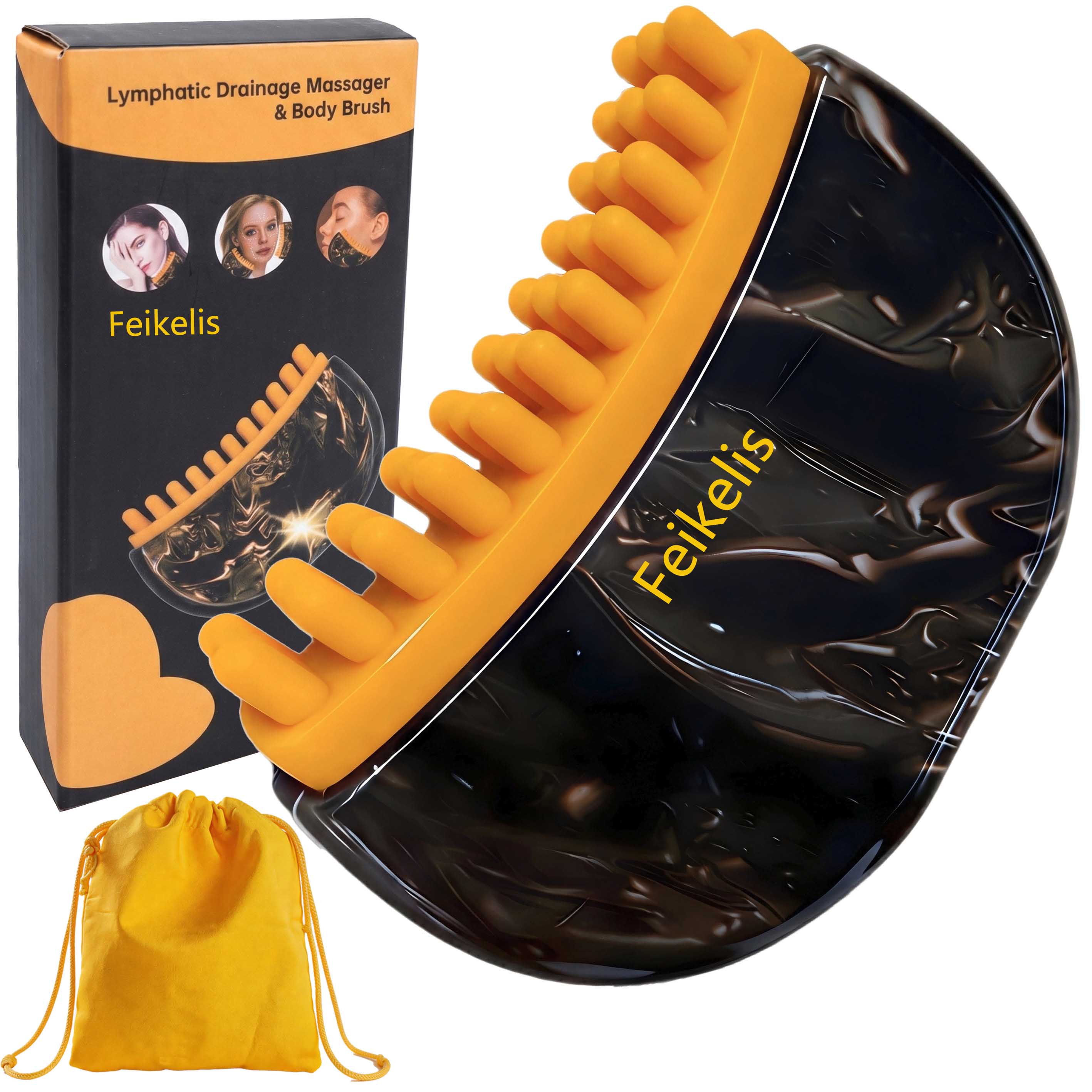 Feikelis Upgrade Lymphatic Contour Face Brush,Lymphatic Drainage Brush,Dry Lymphatic Drainage Massager
